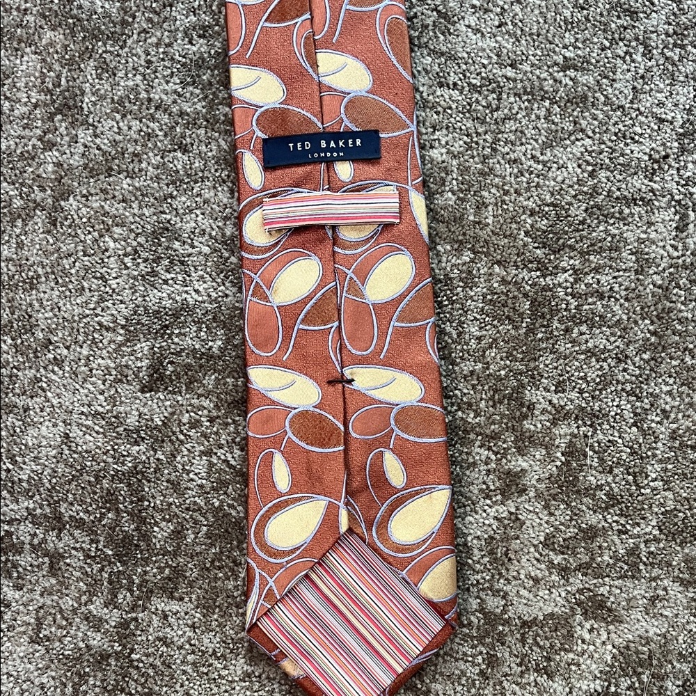 Ted Baker Burnt Orange and Yellow Patterned Tie